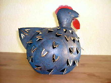 Henne blau, 22 x 19 cm - Windlicht