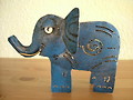 Metallfigur Elefant blau