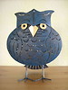 Metall Eule blau, 26 x 20 cm - Windlicht