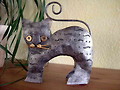 Kleine Katze schwarz-silber, 26 x 22 cm - Windlicht