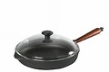 Gusseisen Schmorpfanne / Bratpfanne mit Glasdeckel 28 cm