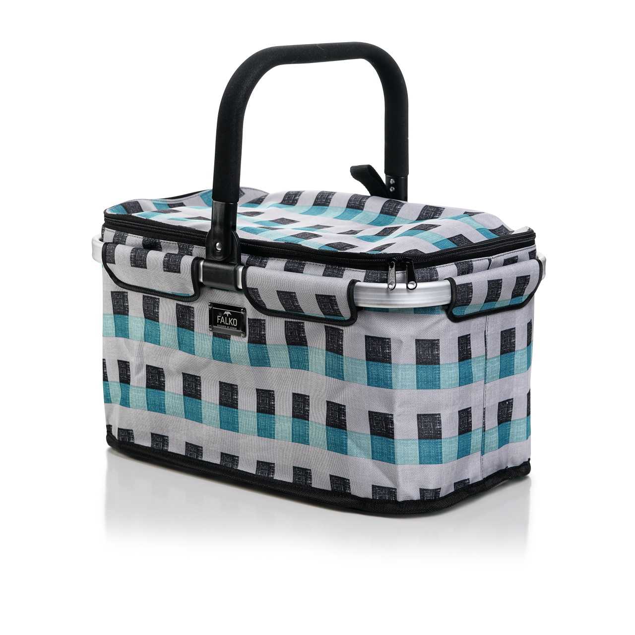 Genius Premium Einkaufskorb Falko mit Motiv grau / grün kariert 1