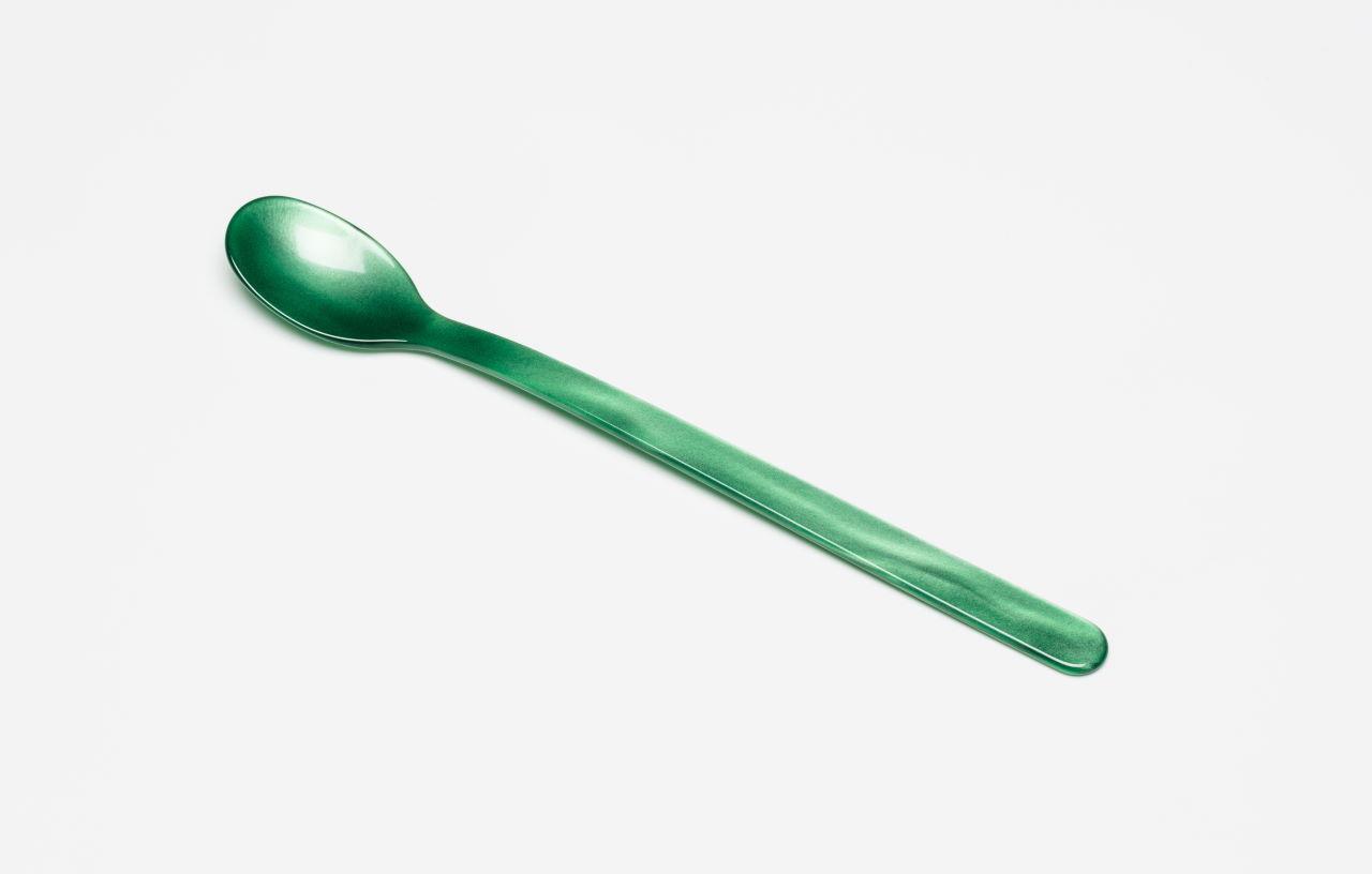 Longdrinklöffel in Perlmutt Optik dunkelgrün / moosfarben 1