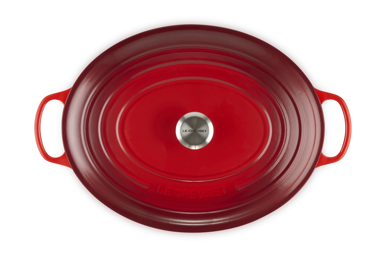 Le Creuset Gusseisen Bräter oval 40 cm kirschrot 4