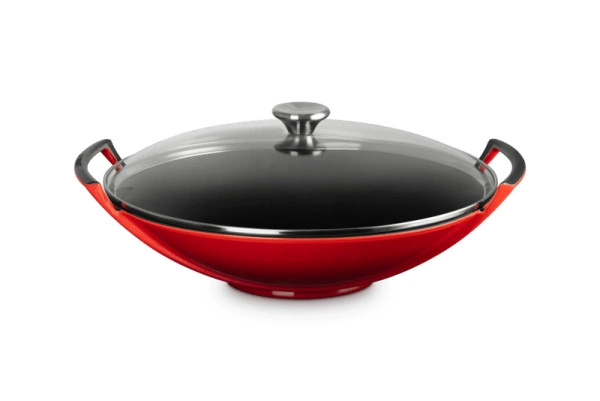 Le Creuset Gusseisen Wok 36 cm kirschrot