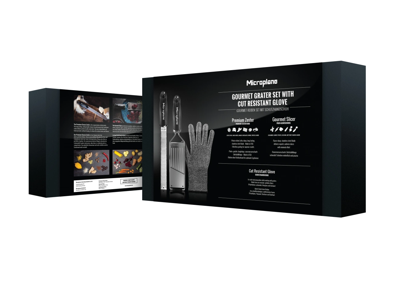 Microplane Gourmet Reiben Set mit Schutzhandschuh 4