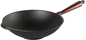 Skeppshult Gusseisen Wok Pfanne, 30 cm mit Griff aus Buchenholz Skeppshult Gusseisen Wok Pfanne 30 cm Buchegriff