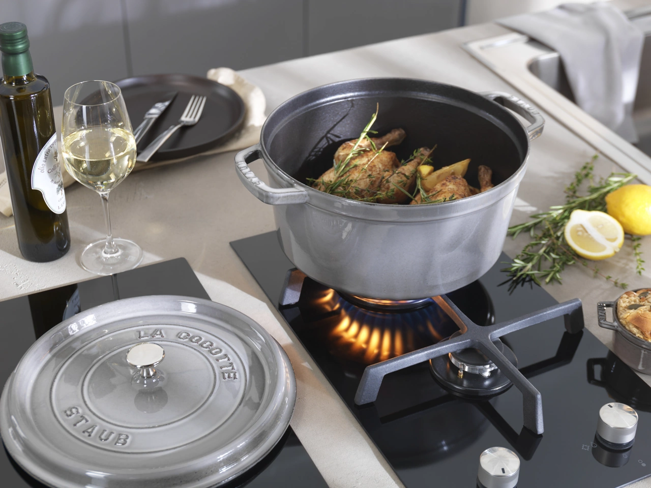 Staub Cocotte graphite / grau 28 cm