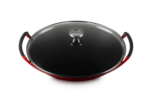 Le Creuset Gusseisen Wok 36 cm kirschrot 3