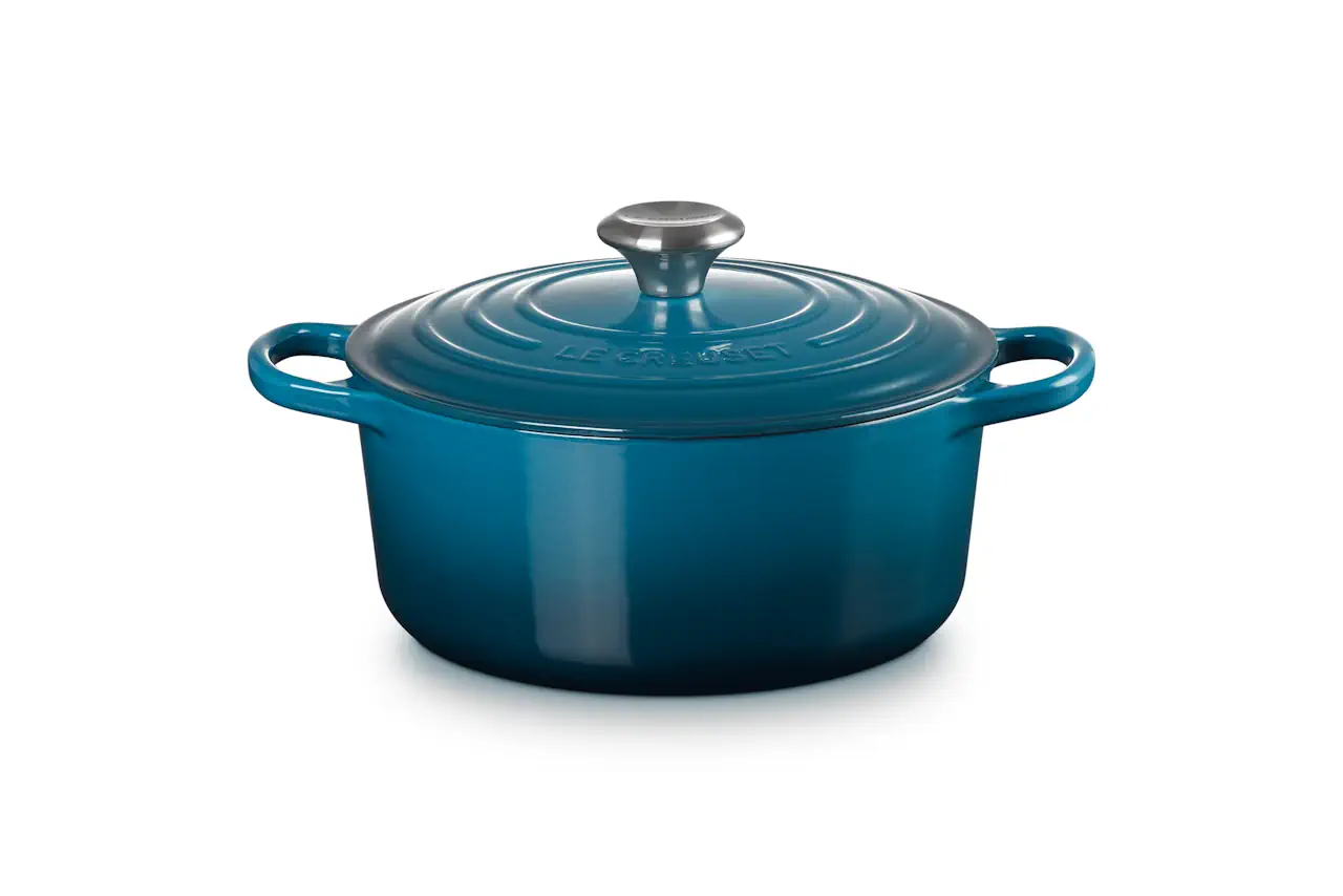 Le Creuset Gusseisen Topf 24 cm deep teal / grünblau 2
