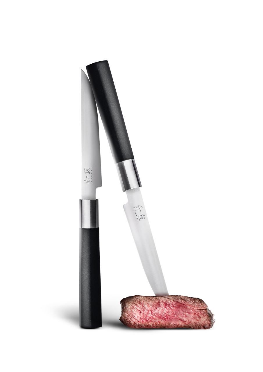 KAI Wasabi Black Steakmesser 2er Set – 12 Cm Klinge, 58 HRC | Rostfreier Edelstahl, Schwarzer Griff, Made In Japan