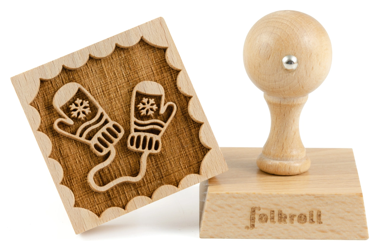 Folkroll 3-D Keksstempel mit Motiv Handschuhe 1