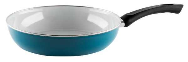 Pfanne "Aquamarin" aus Emaille mit hohem Rand von Riess | Durchmesser: 28 cm Pfanne Emaille 28 cm Aquamarin von Riess