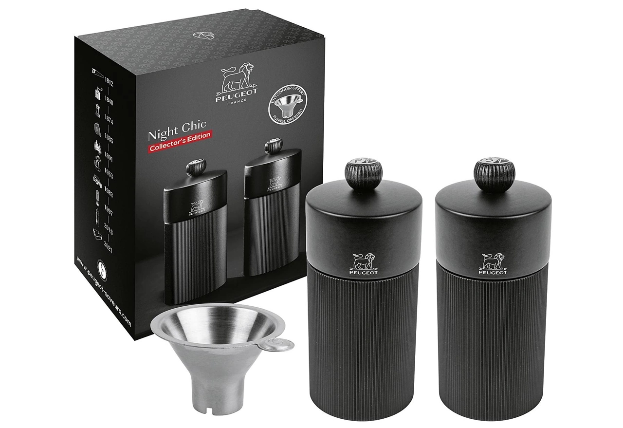 Peugeot Set Line Salz- und Pfeffermühle schwarz mit Trichter