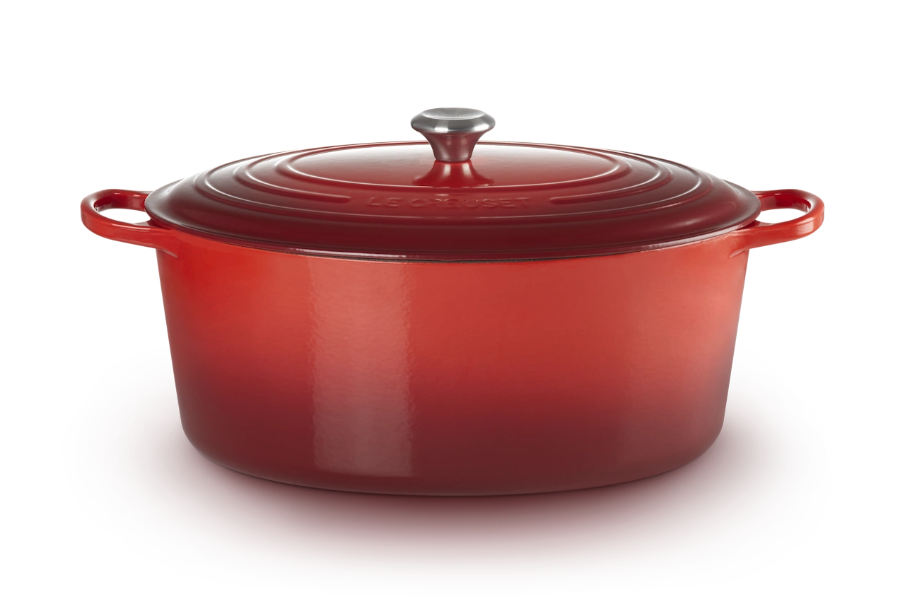 Le Creuset Gusseisen Bräter oval 40 cm kirschrot 2