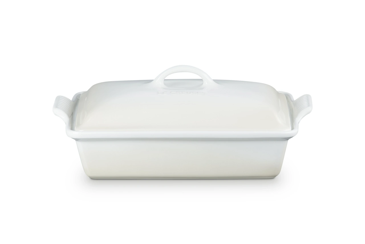 Le Creuset Keramik Auflaufform mit Deckel | meringue / creme