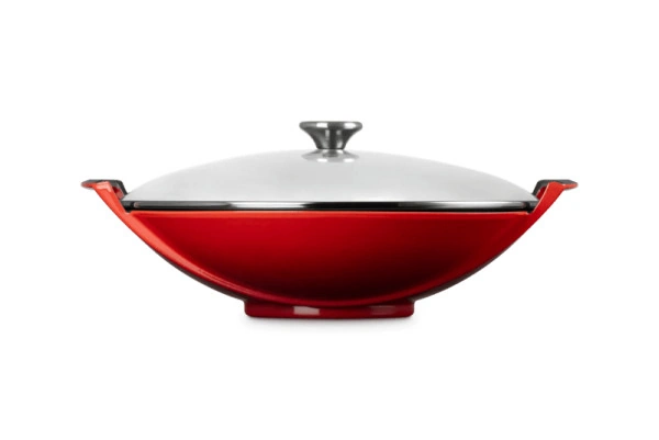 Le Creuset Gusseisen Wok 36 cm kirschrot 2