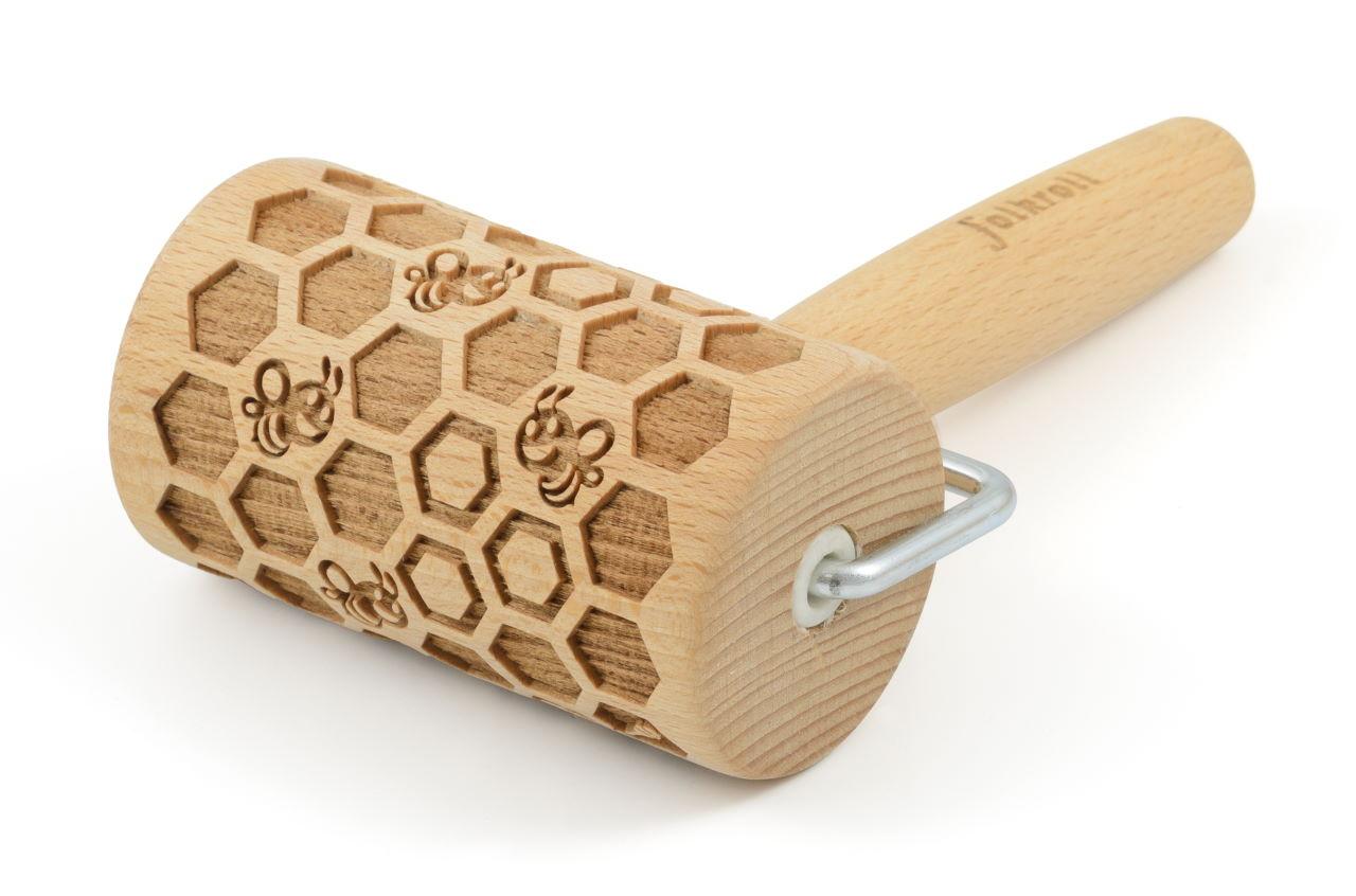 Folkroll Teigrolle mit Motiv Mini Bienenwaben 1