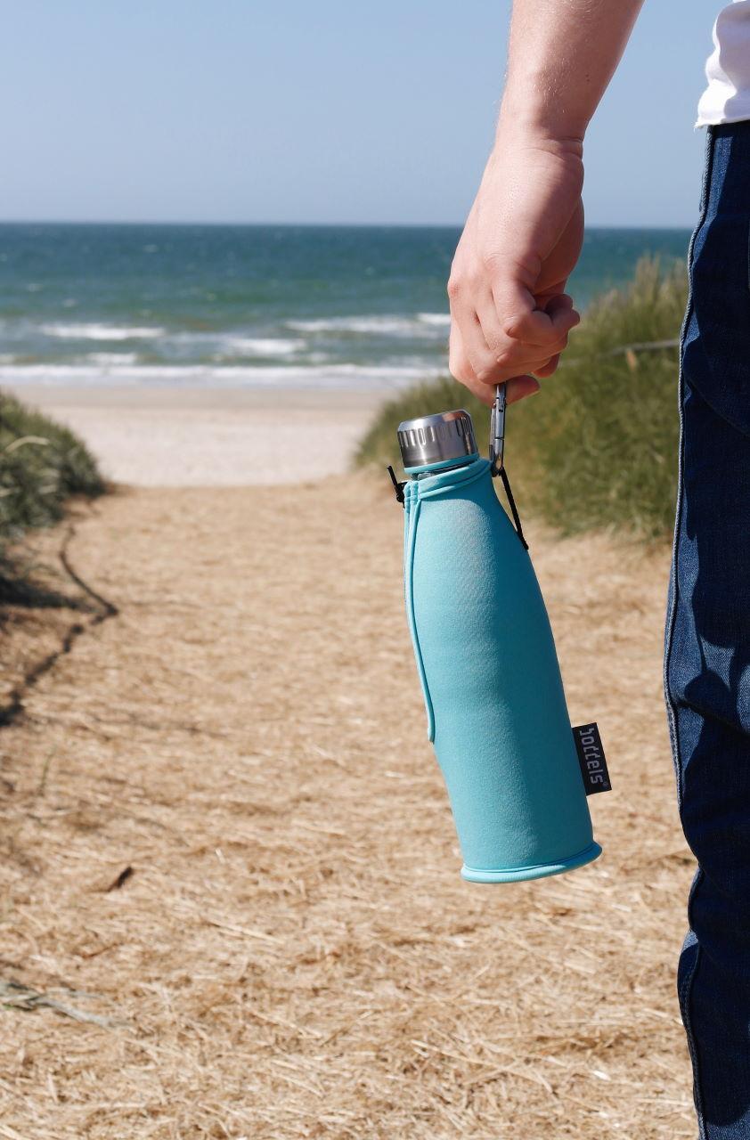 BODDELS Glas Trinkflasche DREE mit Neoprentasche 5