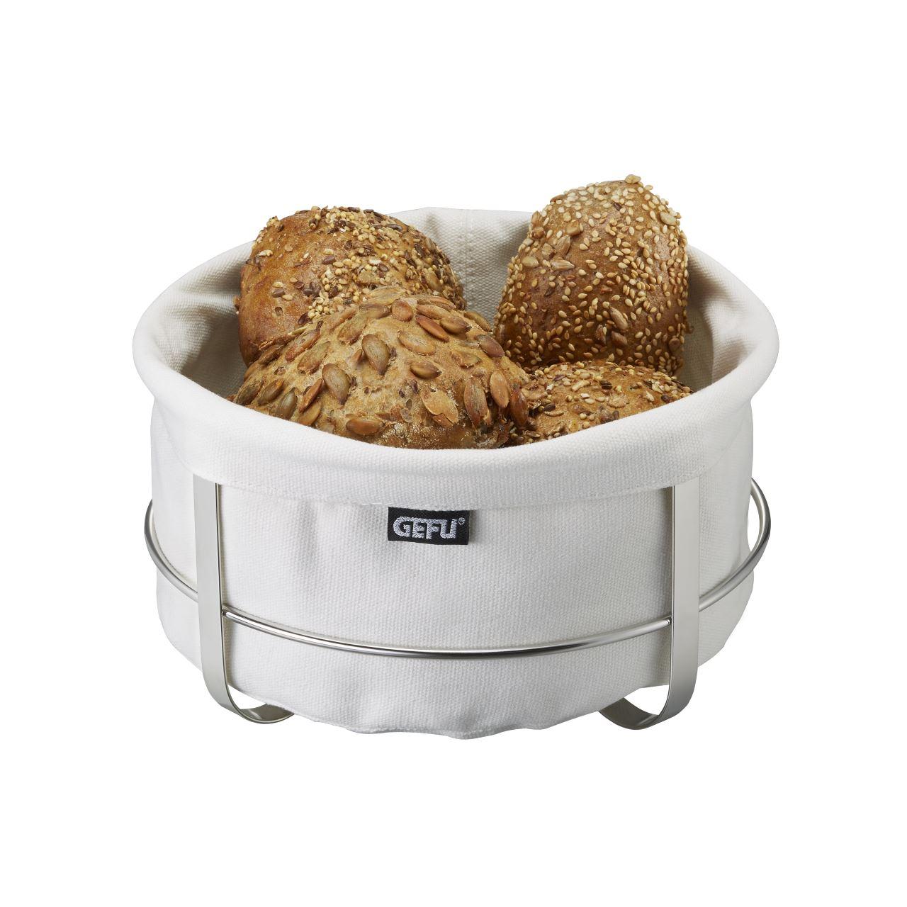 Gefu Brotkorb Edelstahl / 100 % Baumwolle | rund