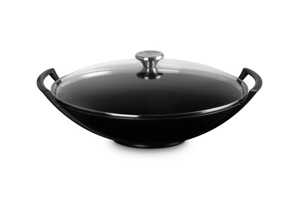 Le Creuset Gusseisen Wok 36 cm schwarz