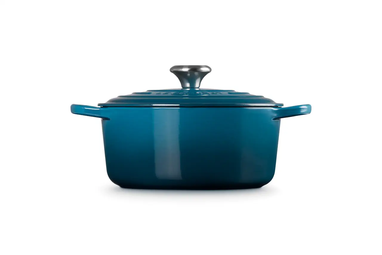 Le Creuset Gusseisen Topf 24 cm deep teal / grünblau 3