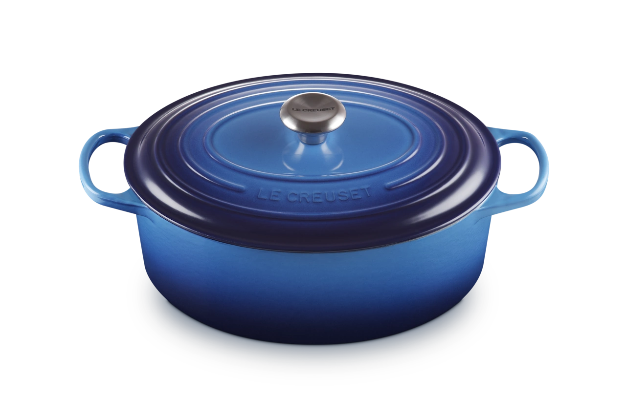 Le Creuset Gusseisen Bräter oval 31 cm azure / blau 1