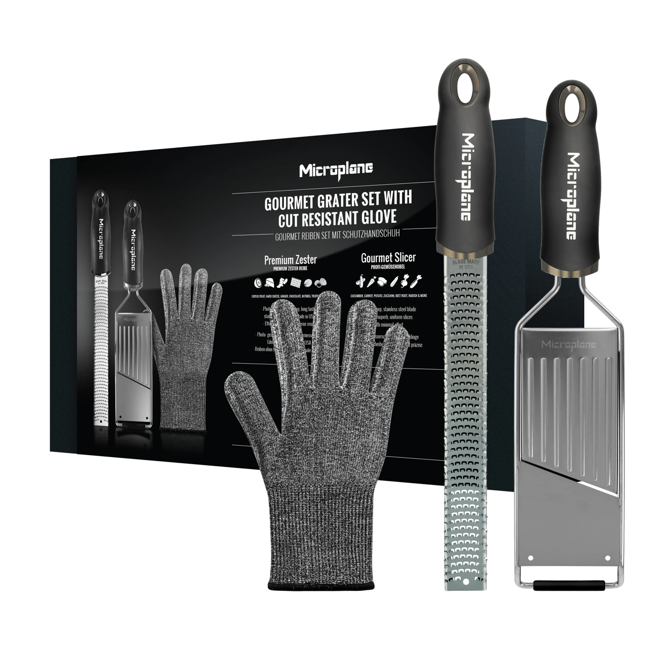 Microplane Gourmet Reiben Set mit Schutzhandschuh 3