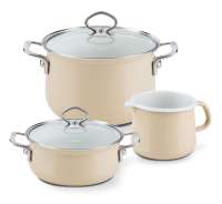 Riess Emaille Starter-Topfset cappuccino / beige