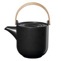 ASA Porzellan Teekanne schwarz mit Holzgriff Kuro
